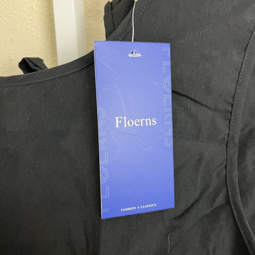 NWT Floerns Back Tie Bow Top Womens XL Black - Picture 5 of 6